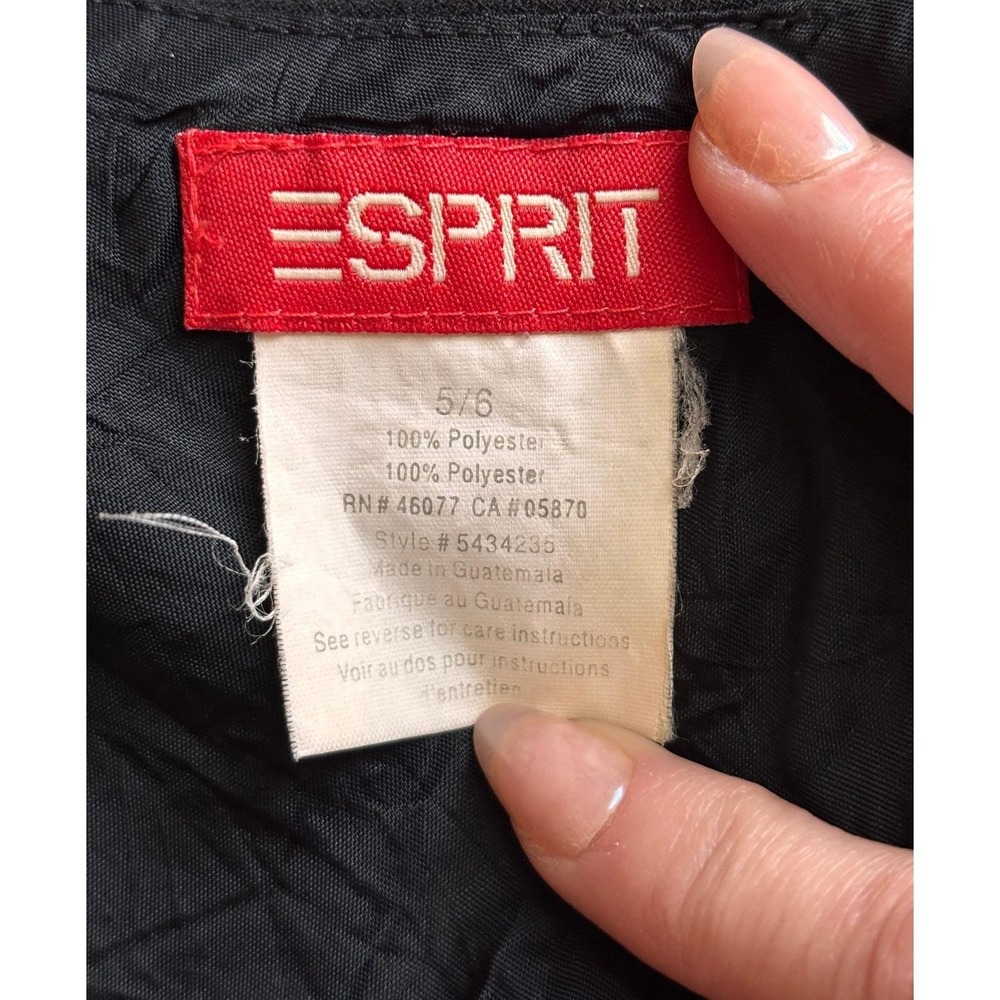 Esprit Sheath Dress Womens 5/6 Black Wrap Back Boat Neck Sleeveless Vintage - Picture 6 of 7
